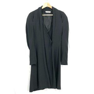 Vintage 90s GIORGIO ARMANI LE COLLEZIONI Italy Tuxedo Coat Dress Black 46 12